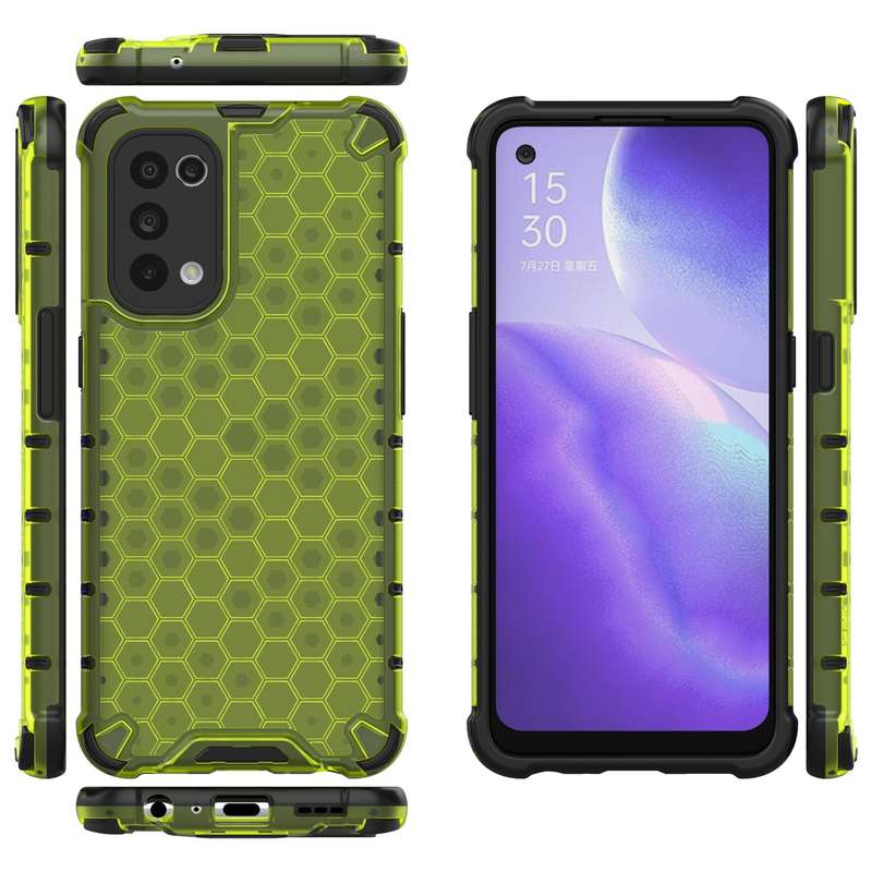 For Oppo Reno5 5G Shockproof Honeycomb PC + TPU Case(Green)