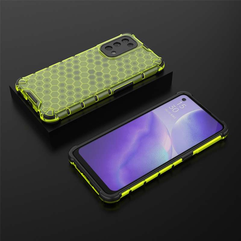 For Oppo Reno5 5G Shockproof Honeycomb PC + TPU Case(Green)
