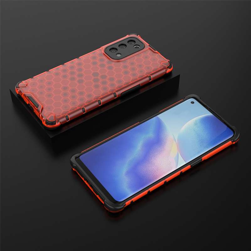 For Oppo Reno5 Pro 5G Shockproof Honeycomb PC + TPU Case(Black)