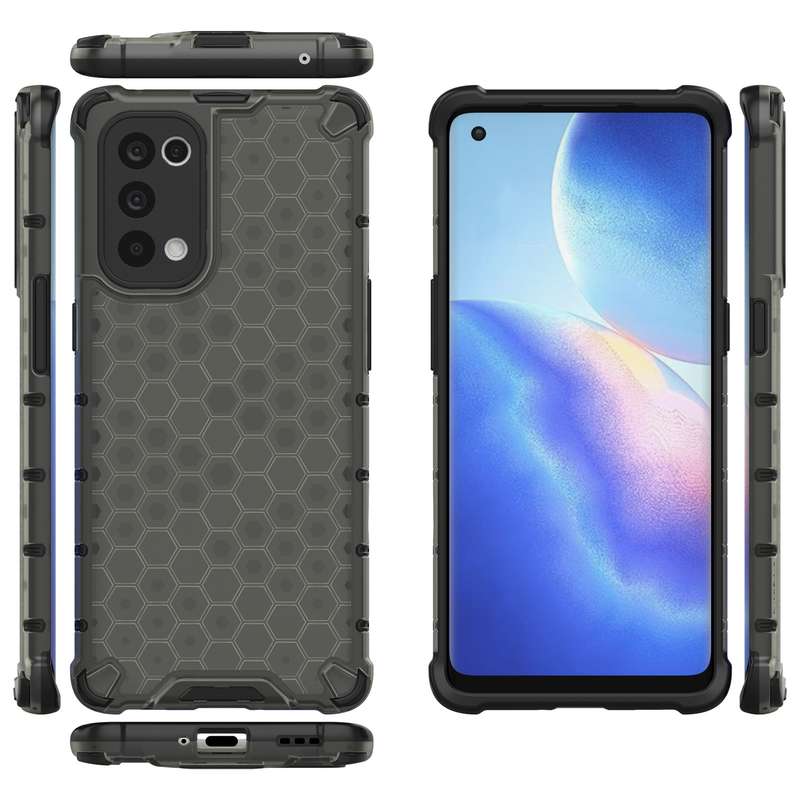 For Oppo Reno5 Pro 5G Shockproof Honeycomb PC + TPU Case(Black)