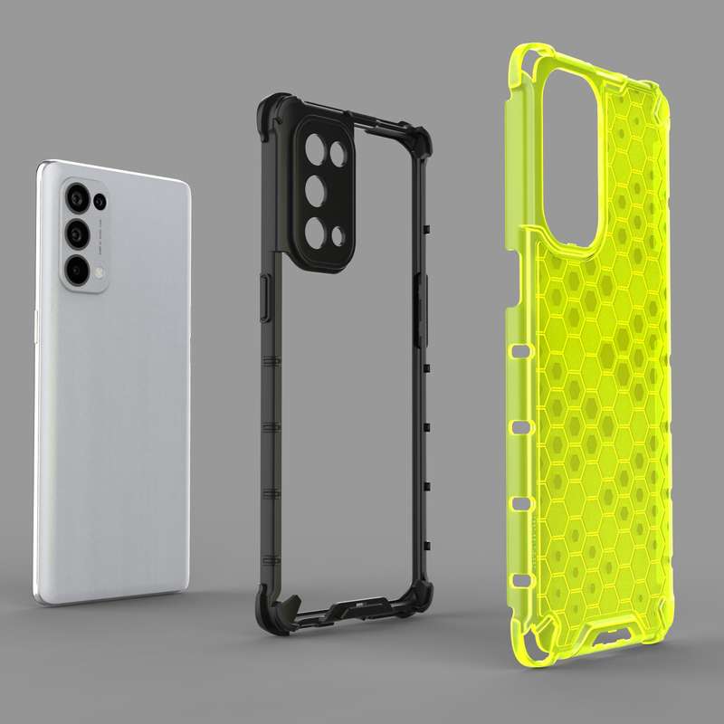 For Oppo Reno5 Pro 5G Shockproof Honeycomb PC + TPU Case(Black)