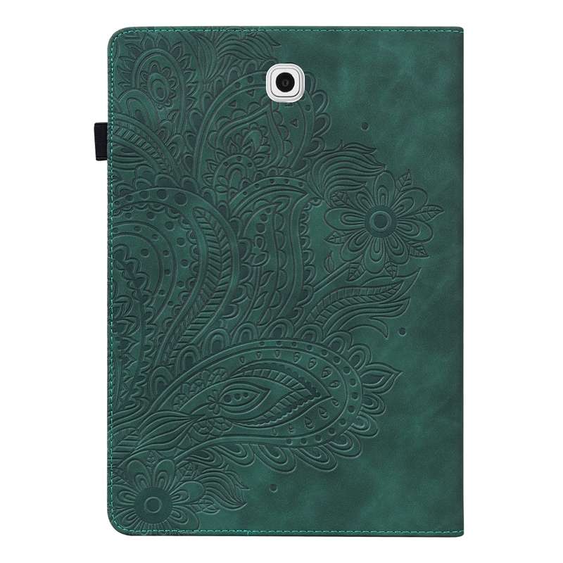 For Samsung Galaxy Tab S2 9.7 T815 Peacock Embossed Pattern TPU + PU Horizontal Flip Leather Case wi