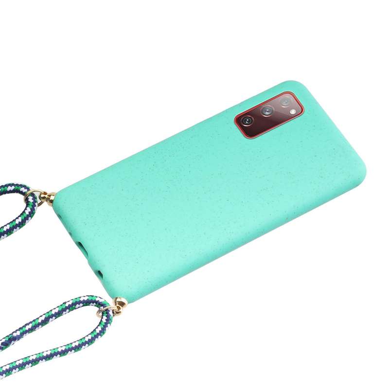 For Samsung Galaxy S20 FE Wheat Straw Material + TPU Protective Case with Lanyard(Army Green)