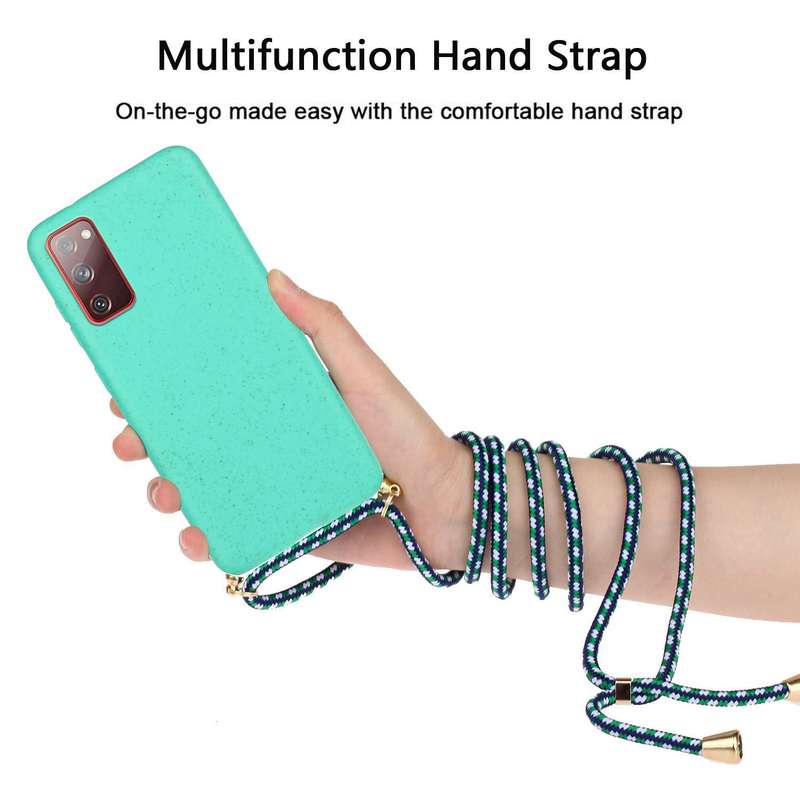 For Samsung Galaxy S20 FE Wheat Straw Material + TPU Protective Case with Lanyard(Army Green)