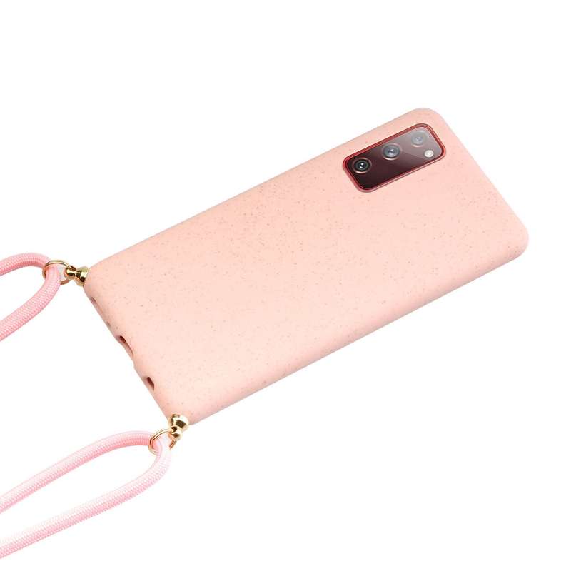 For Samsung Galaxy S20 FE Wheat Straw Material + TPU Protective Case with Lanyard(Army Green)