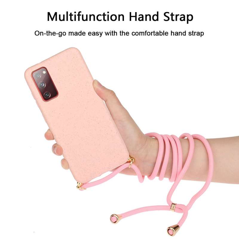 For Samsung Galaxy S20 FE Wheat Straw Material + TPU Protective Case with Lanyard(Army Green)