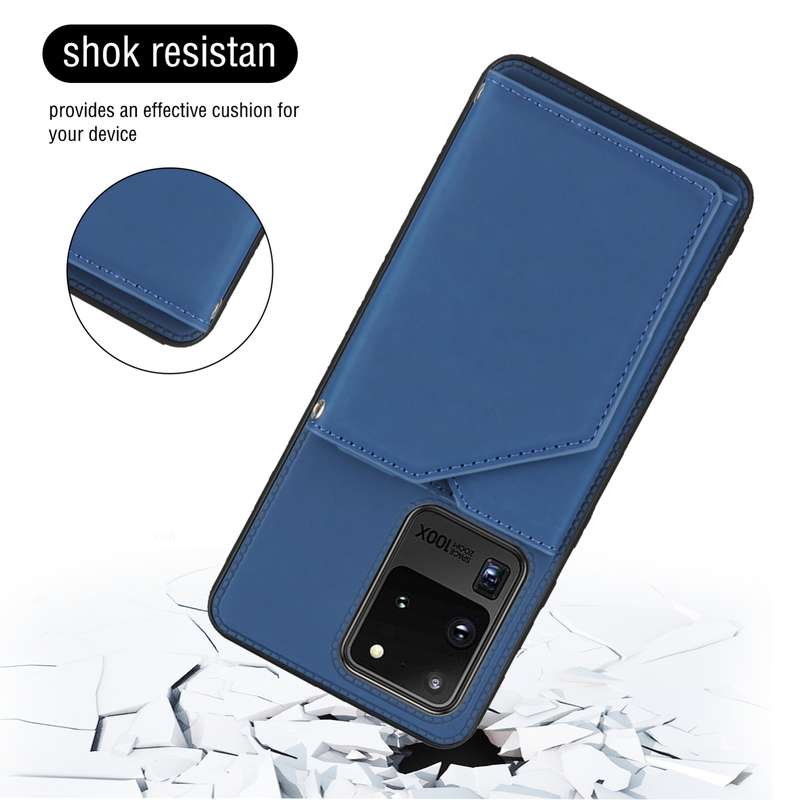 For Samsung Galaxy S20 Ultra Skin Feel PU + TPU + PC Back Cover Shockproof Case with Card Slots & Ho