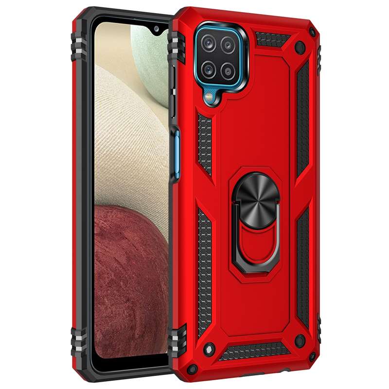 For Samsung Galaxy A12 5G Shockproof TPU + PC Protective Case with 360 Degree Rotating Holder(Black)