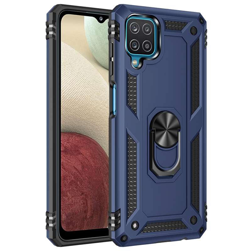 For Samsung Galaxy A12 5G Shockproof TPU + PC Protective Case with 360 Degree Rotating Holder(Black)