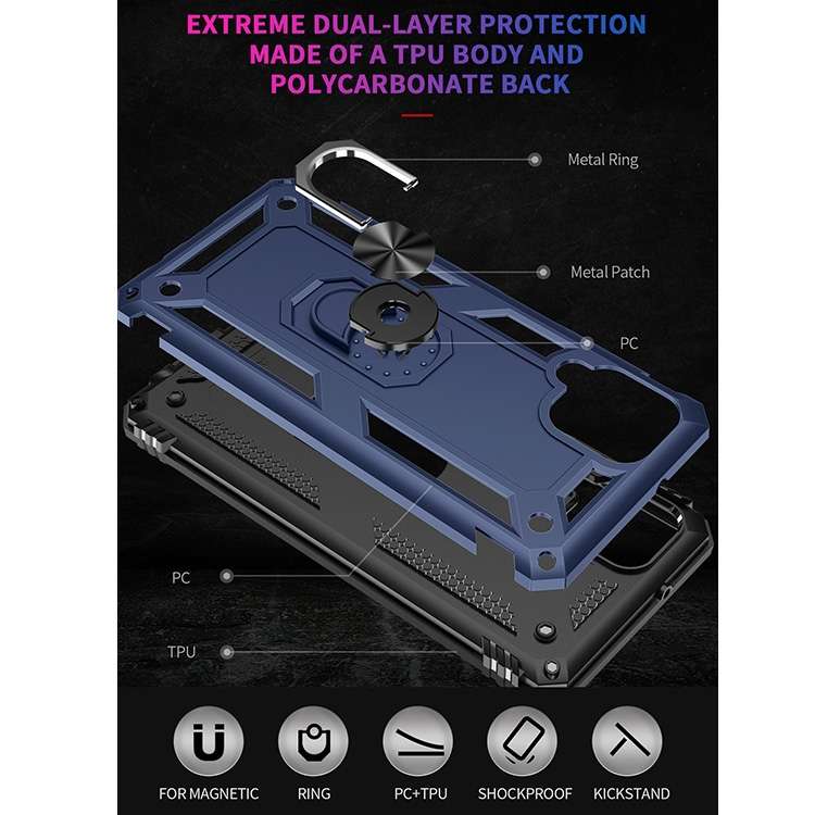 For Samsung Galaxy A12 5G Shockproof TPU + PC Protective Case with 360 Degree Rotating Holder(Black)