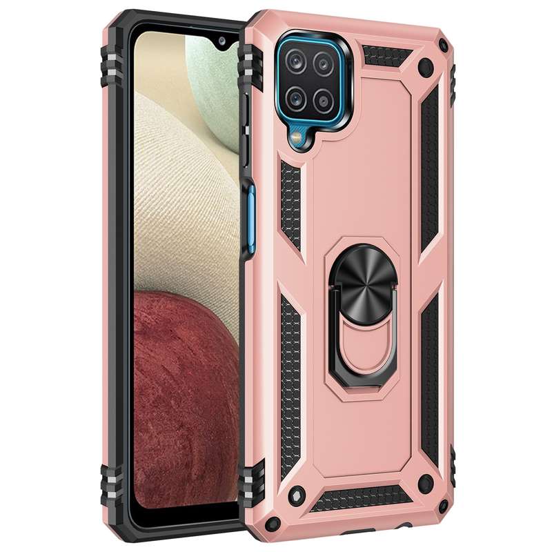 For Samsung Galaxy A12 5G Shockproof TPU + PC Protective Case with 360 Degree Rotating Holder(Black)