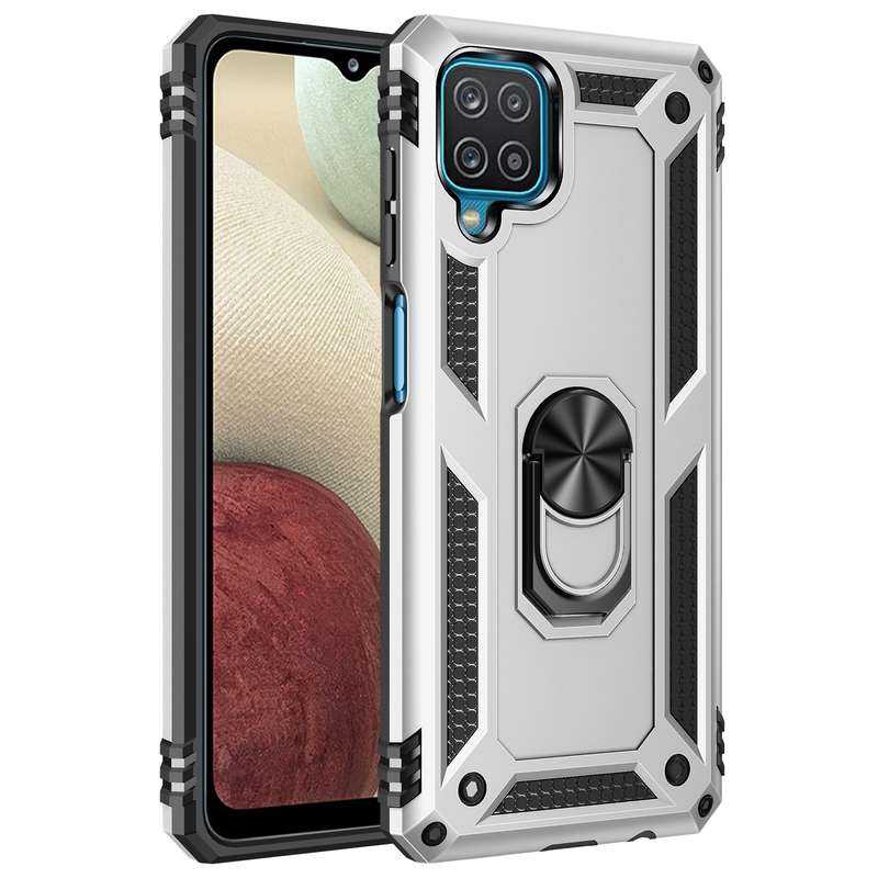 For Samsung Galaxy A12 5G Shockproof TPU + PC Protective Case with 360 Degree Rotating Holder(Black)