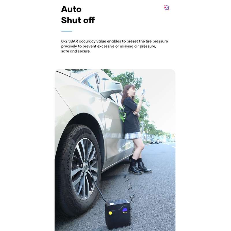 Rock Multi-function Portable LED Digital Display Car Air Pump