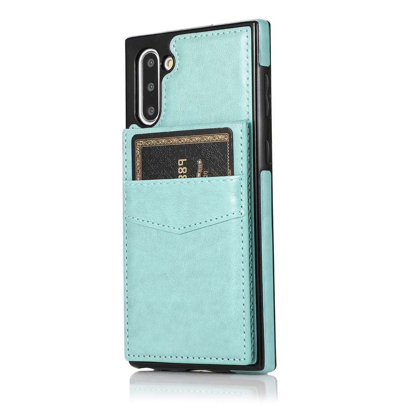 For Samsung Galaxy Note10 Solid Color PC + TPU Protective Case with Holder & Card Slots(Green)