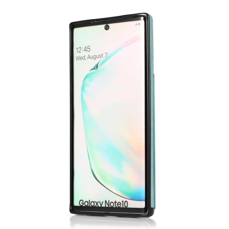 For Samsung Galaxy Note10 Solid Color PC + TPU Protective Case with Holder & Card Slots(Green)