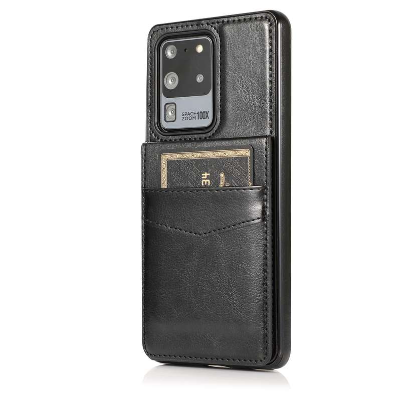 For Samsung Galaxy S20 Ultra Solid Color PC + TPU Protective Case with Holder & Card Slots(Brown)