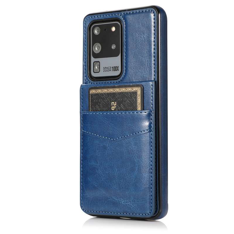 For Samsung Galaxy S20 Ultra Solid Color PC + TPU Protective Case with Holder & Card Slots(Brown)
