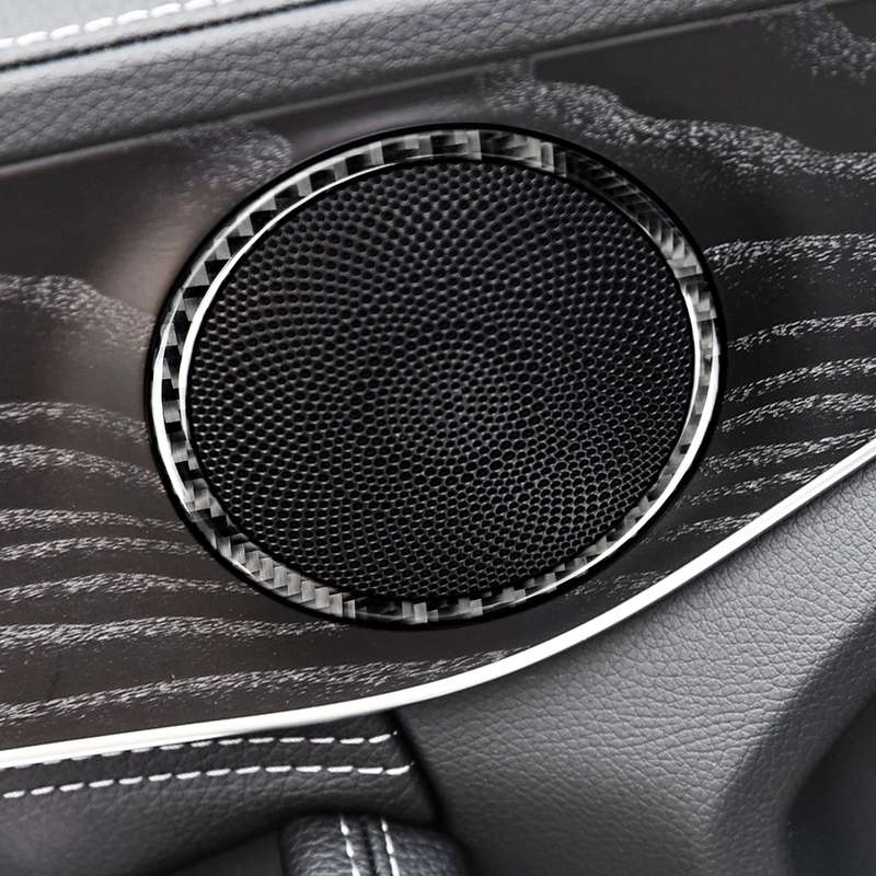 4 PCS Car Carbon Fiber Door Horn Ring Decorative Sticker for Mercedes-Benz C Class W205 C180 C200 C3