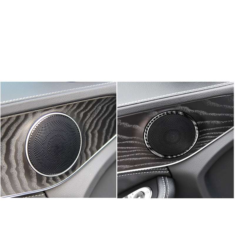 4 PCS Car Carbon Fiber Door Horn Ring Decorative Sticker for Mercedes-Benz C Class W205 C180 C200 C3
