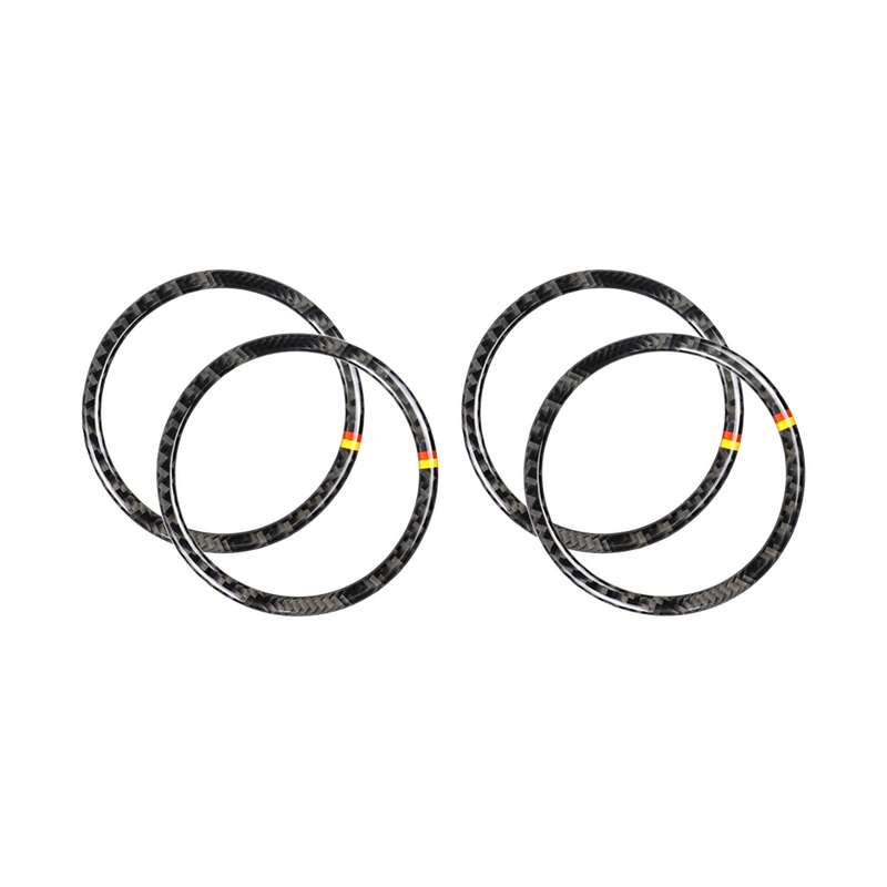 4 PCS Car Carbon Fiber Door Horn Ring Decorative Sticker for Mercedes-Benz C Class W205 C180 C200 C3