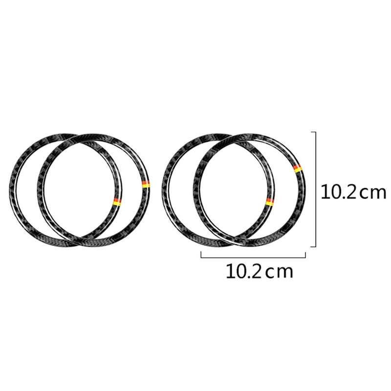 4 PCS Car Carbon Fiber Door Horn Ring Decorative Sticker for Mercedes-Benz C Class W205 C180 C200 C3