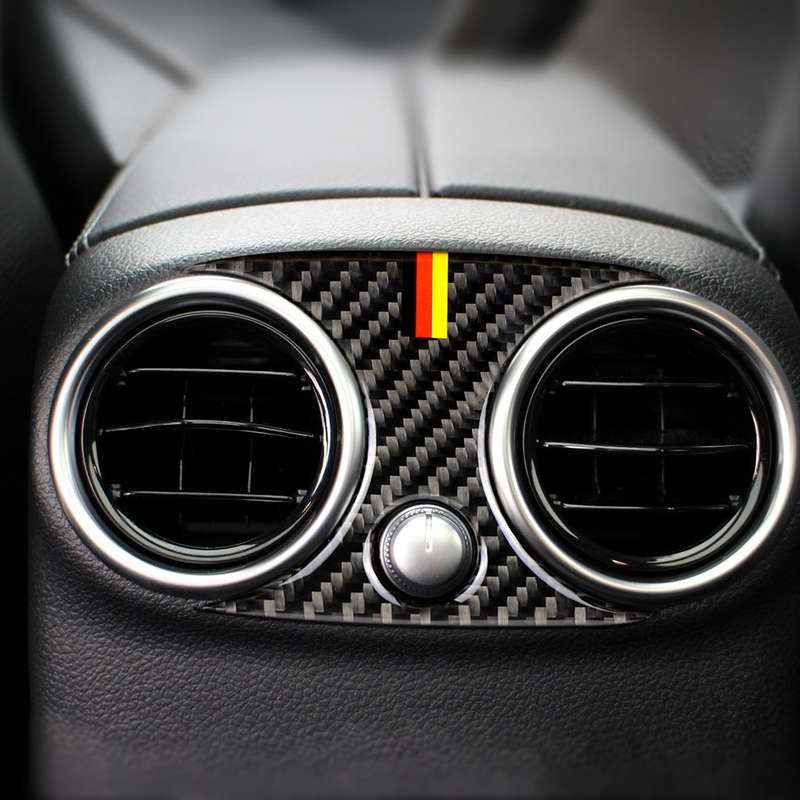Car Carbon Fiber Rear Air Outlet Middle Decorative Sticker for Mercedes-Benz C Class W205 C180 C200