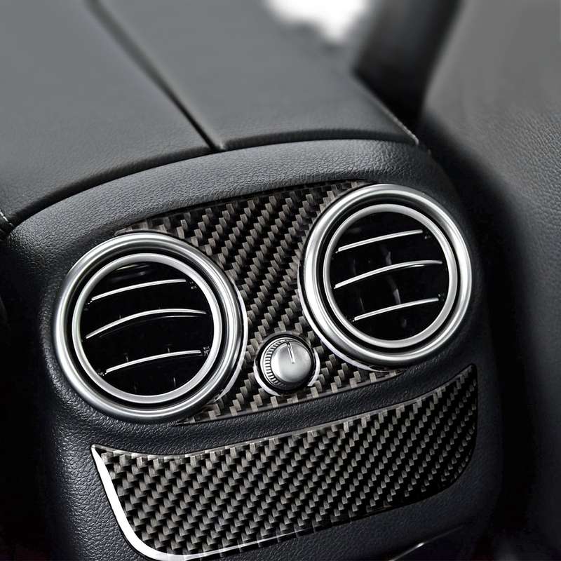 Car Carbon Fiber Rear Air Outlet Lower Decorative Sticker for Mercedes-Benz C Class W205 C180 C200 C
