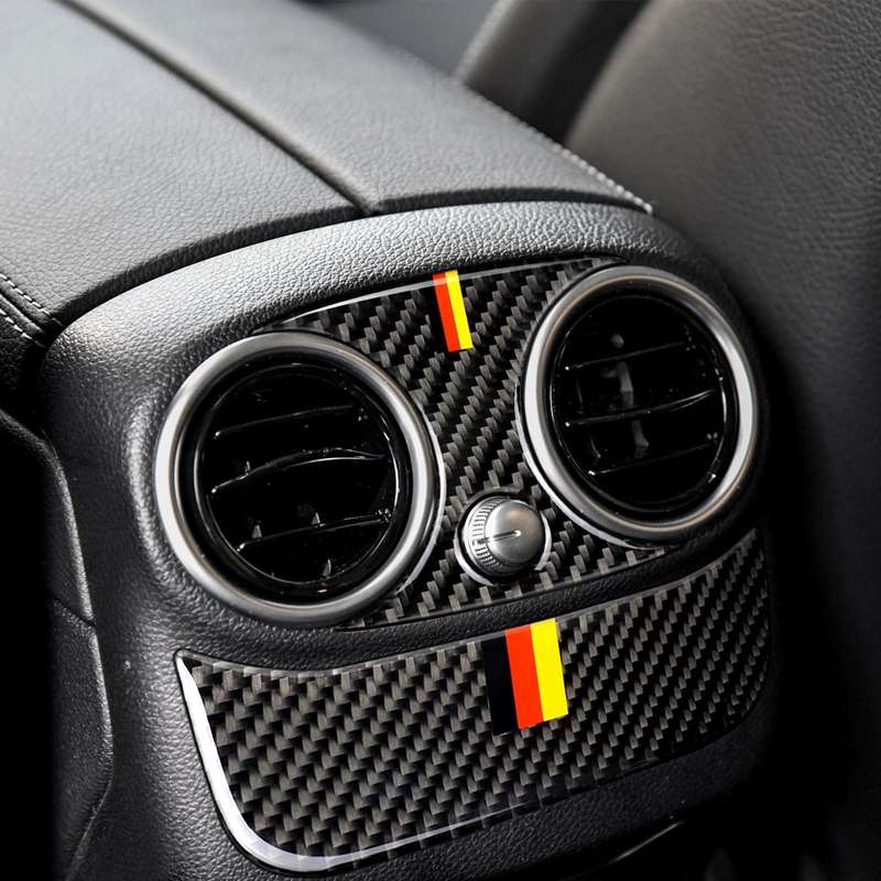 Car Carbon Fiber Rear Air Outlet Lower Decorative Sticker for Mercedes-Benz C Class W205 C180 C200 C
