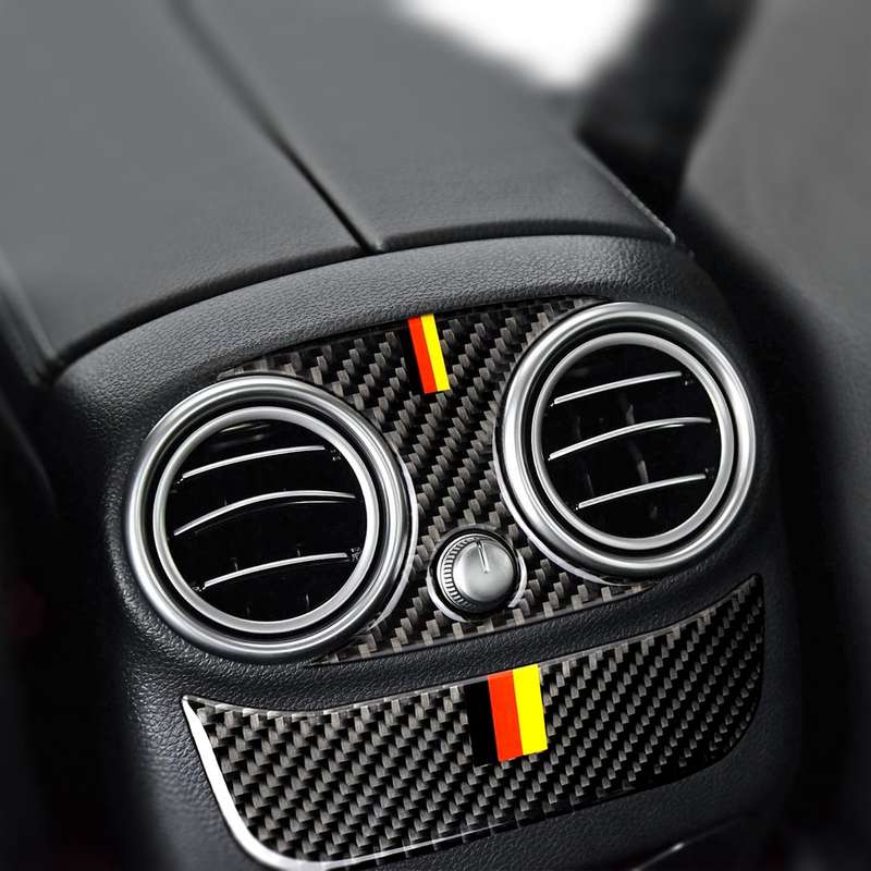 Car Carbon Fiber Rear Air Outlet Set Decorative Sticker for Mercedes-Benz C Class W205 C180 C200 C30