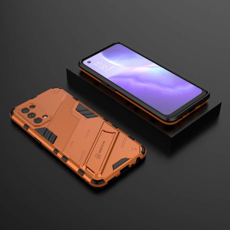 For OPPO Reno5 5G Punk Armor 2 in 1 PC + TPU Shockproof Case with Invisible Holder(Orange)