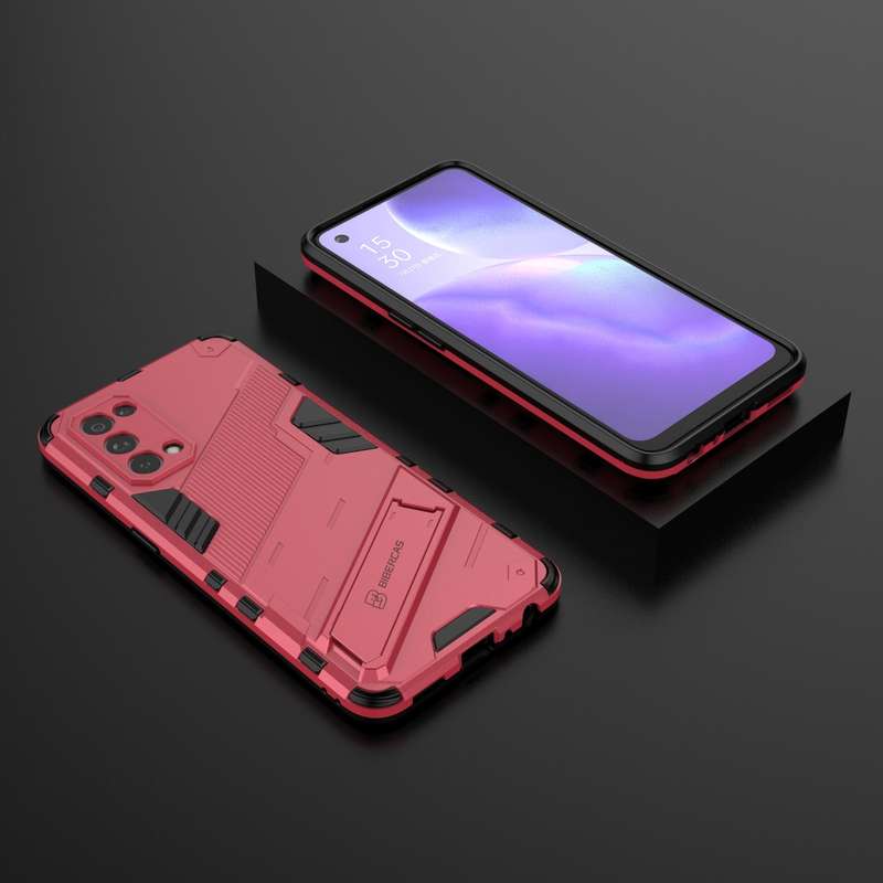 For OPPO Reno5 5G Punk Armor 2 in 1 PC + TPU Shockproof Case with Invisible Holder(Orange)