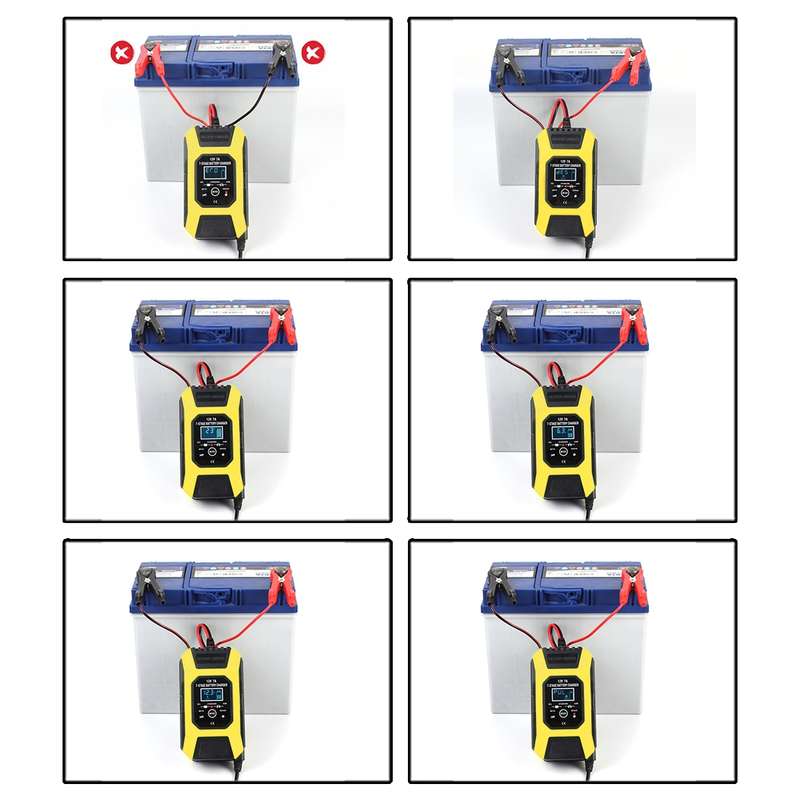 FOXSUR Car / Motorcycle Repair Charger 12V 7A 7-stage + Multi-battery Mode Lead-acid Battery Charger