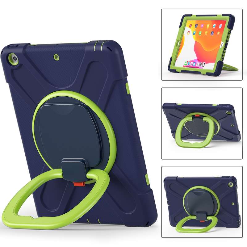 For Apple iPad 10.2 2021 / 2020 / 2019 Contrast Color Silicone + PC Protective Case with Holder & Sh