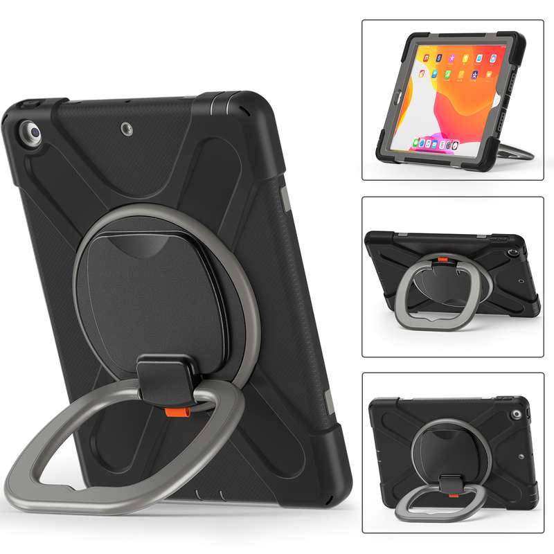 For Apple iPad 10.2 2021 / 2020 / 2019 Contrast Color Silicone + PC Protective Case with Holder & Sh