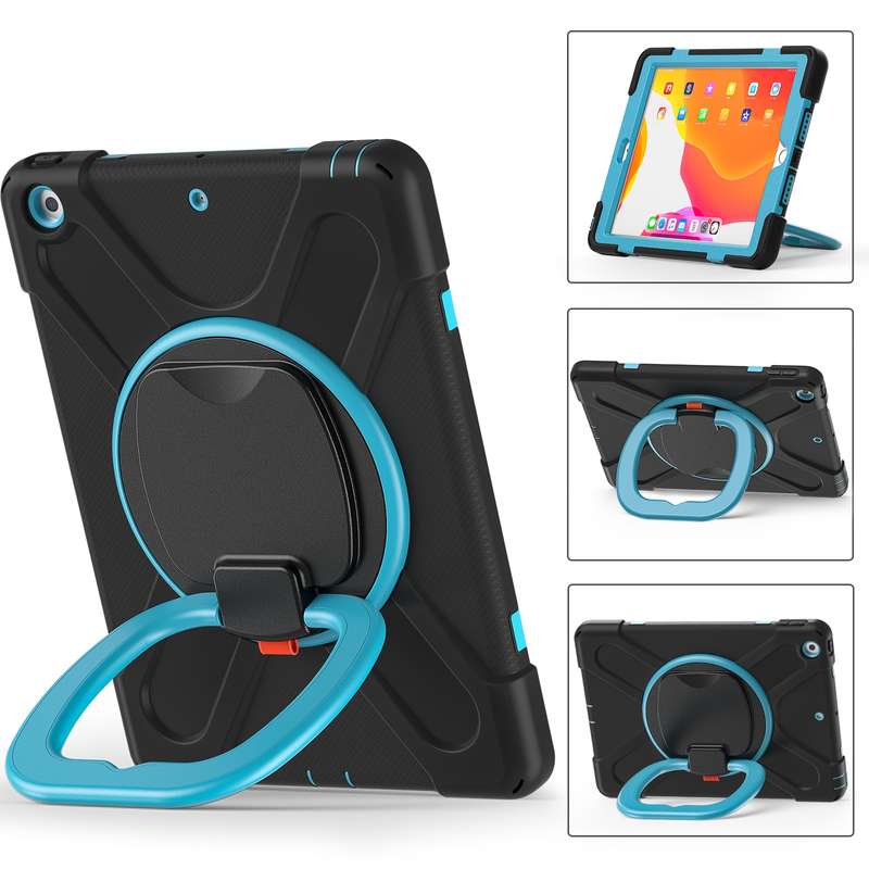 For Apple iPad 10.2 2021 / 2020 / 2019 Contrast Color Silicone + PC Protective Case with Holder & Sh