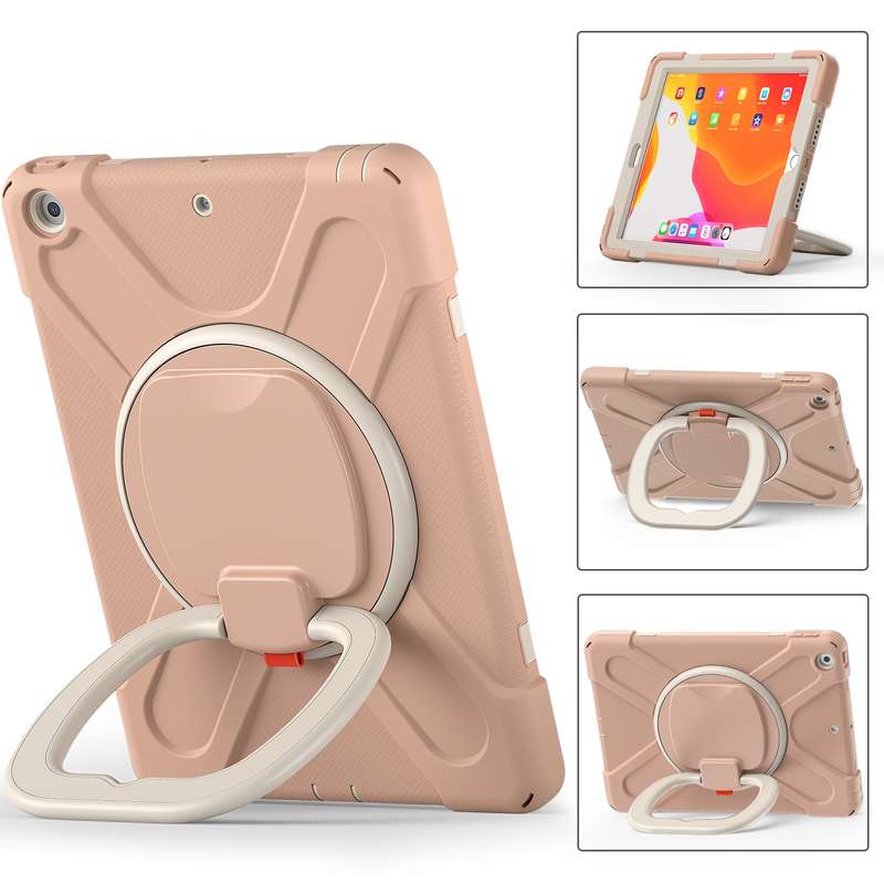 For Apple iPad 10.2 2021 / 2020 / 2019 Contrast Color Silicone + PC Protective Case with Holder & Sh