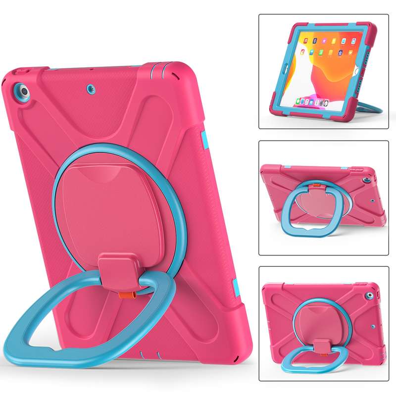 For Apple iPad 10.2 2021 / 2020 / 2019 Contrast Color Silicone + PC Protective Case with Holder & Sh