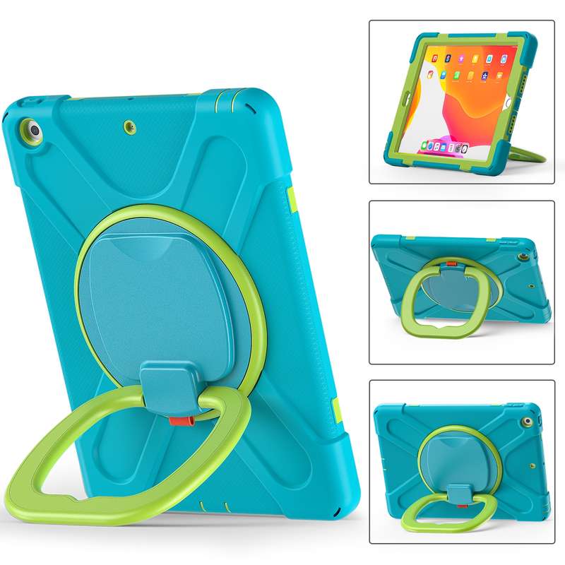 For Apple iPad 10.2 2021 / 2020 / 2019 Contrast Color Silicone + PC Protective Case with Holder & Sh