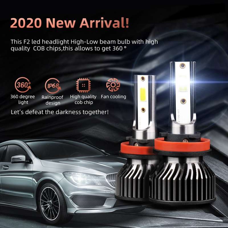 F2 H8 / H9 / H11 2 PCS DC9-36V / 25W / 6000K / 2500LM IP68 Waterproof Car LED Headlight(Cold White L