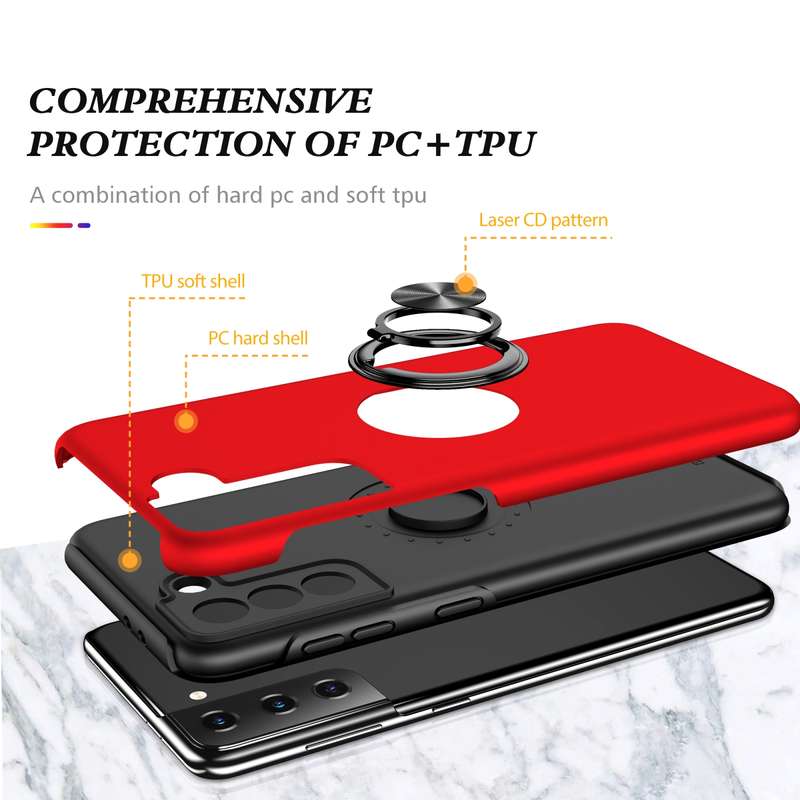 For Samsung Galaxy S21 5G PC + TPU Shockproof Magnetic Protective Case with Invisible Ring Holder(Bl
