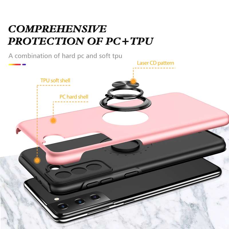 For Samsung Galaxy S21 5G PC + TPU Shockproof Magnetic Protective Case with Invisible Ring Holder(Bl