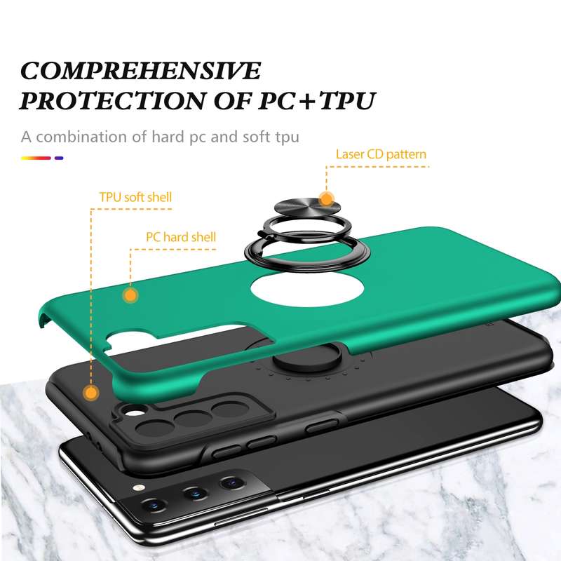 For Samsung Galaxy S21 5G PC + TPU Shockproof Magnetic Protective Case with Invisible Ring Holder(Bl