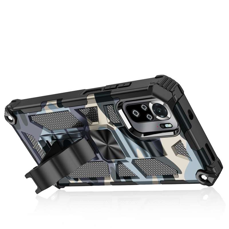For Xiaomi Redmi Note 10 Pro Camouflage Armor Shockproof TPU + PC Magnetic Protective Case with Hold