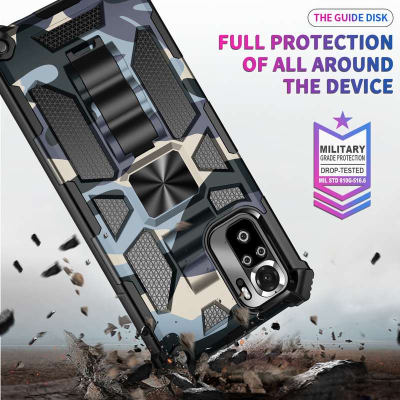 For Xiaomi Redmi Note 10 Pro Camouflage Armor Shockproof TPU + PC Magnetic Protective Case with Hold