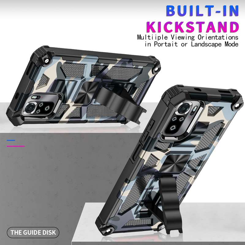 For Xiaomi Redmi Note 10 Pro Camouflage Armor Shockproof TPU + PC Magnetic Protective Case with Hold