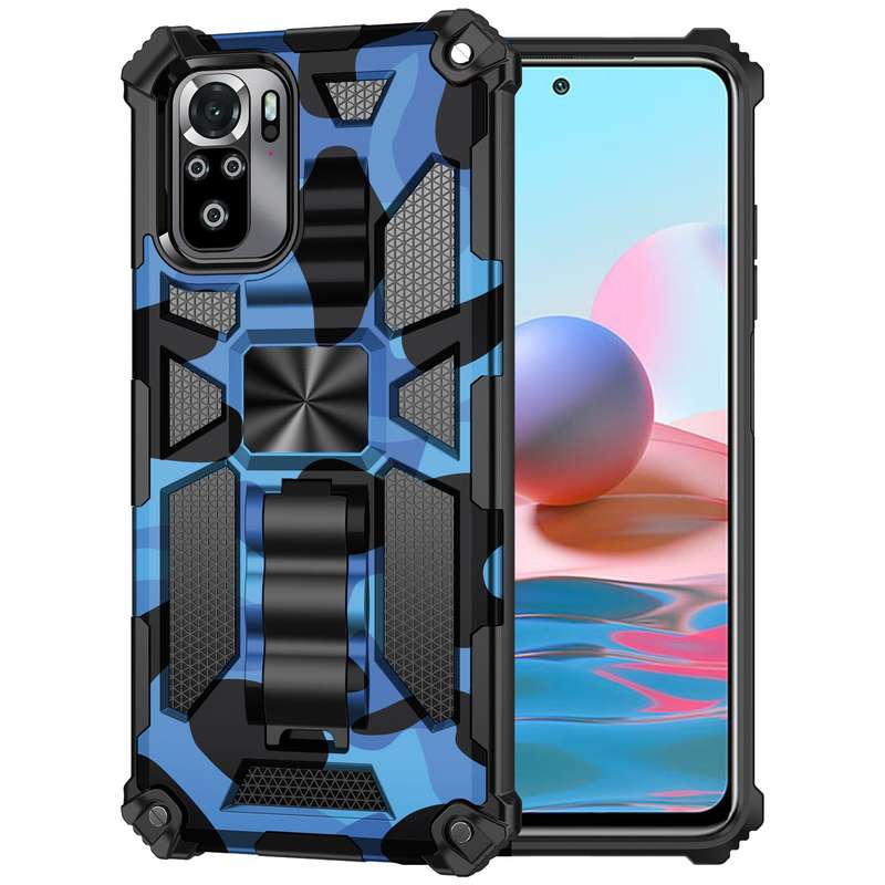 For Xiaomi Redmi Note 10 Pro Camouflage Armor Shockproof TPU + PC Magnetic Protective Case with Hold