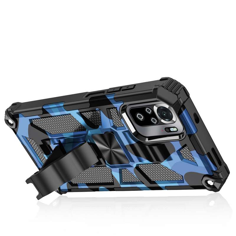 For Xiaomi Redmi Note 10 Pro Camouflage Armor Shockproof TPU + PC Magnetic Protective Case with Hold