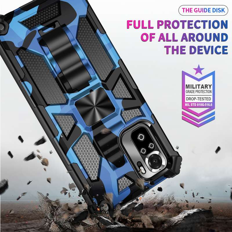 For Xiaomi Redmi Note 10 Pro Camouflage Armor Shockproof TPU + PC Magnetic Protective Case with Hold