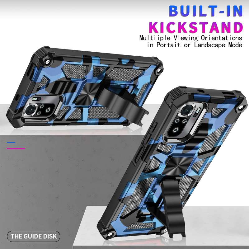 For Xiaomi Redmi Note 10 Pro Camouflage Armor Shockproof TPU + PC Magnetic Protective Case with Hold