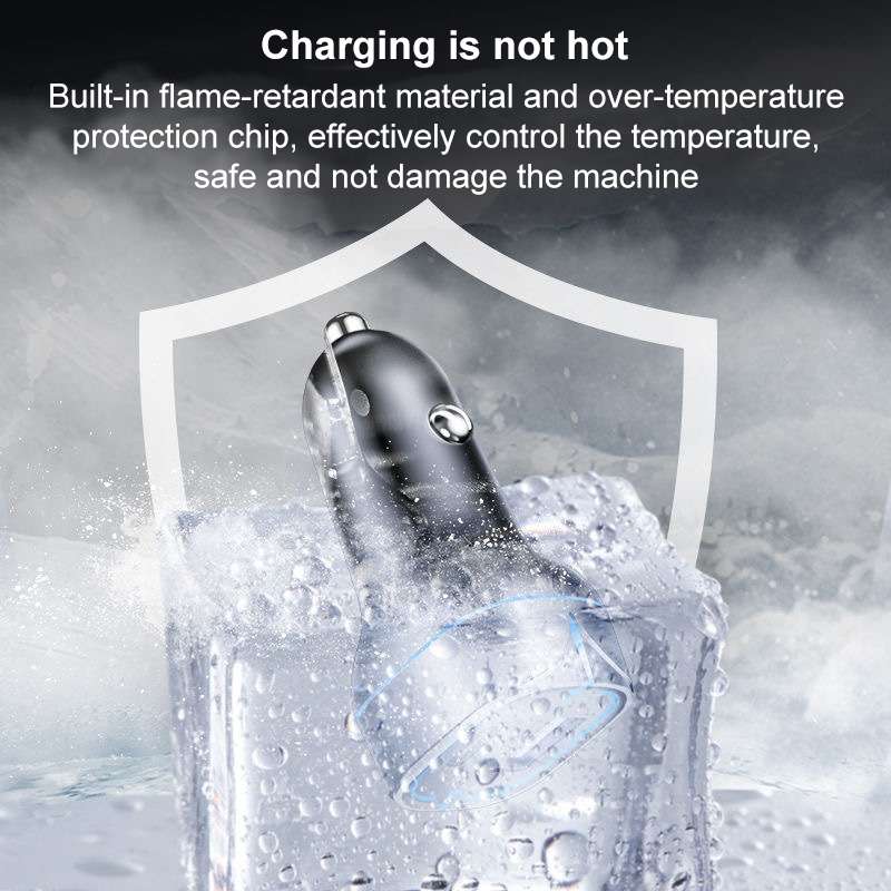 QC USB + USB-C / Type-C Dual Ports Fast Charging Car Charger with Luminous Aperture(White)